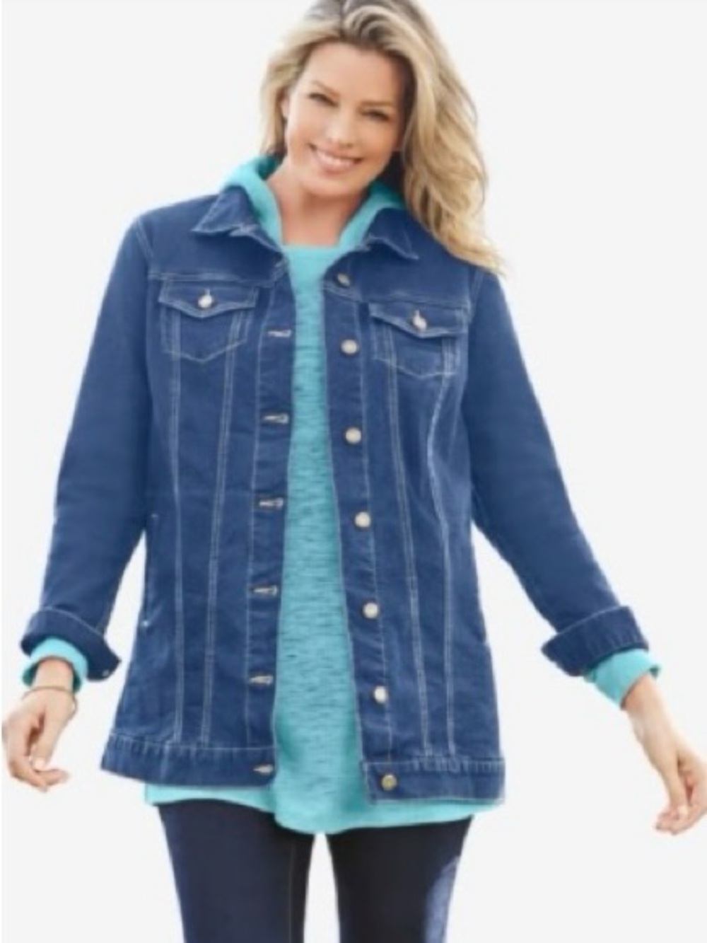 Woman Within Blue Denim Jean Jacket